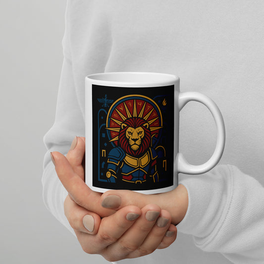White glossy mug, Persian Lion